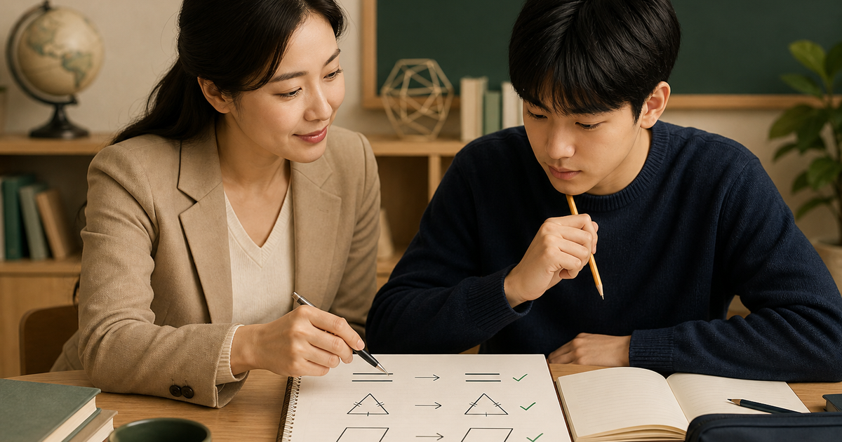 평행선·합동·사각형 성질 후보를 체크하고 근거 문장을 연결하는 표