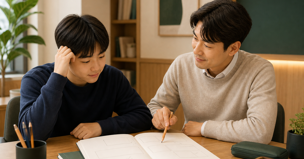 오답 문제를 첫 줄·멈춘 지점·원인·재풀이 날짜로 나누어 보는 기록 흐름도